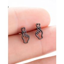 Black Stainless Steel Earing Small Geometric Triangle Leaf Volleyball Music Stud Earrings for Women Fashion Ear Piercing Jewelry