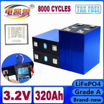 320 Ah 8000 Zyklen Lifepo4 Batterie Klasse A 3,2 V Lithium-Eisenphosphat wiederaufladbare Zelle für DIY 12 V 48 V RV Solar Camping STEUERFREI