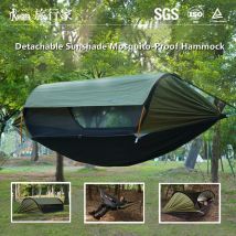 70D Nylon 3-in-1 Anti-Roll-Camping-Hängematte mit Moskitonetz und Sonnenschutz – umwandelbar mit Schaukel oder leichtem Boden