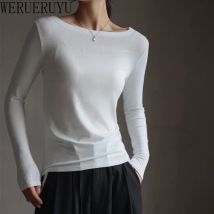 Women Modal T-shirts Streetwear Y2k Clothes Autumn Winter Aesthetic Korean Fashion White Tops Long Sleeve Tshirt for Women 2023
