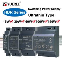 Fuente de alimentación conmutada ultrafina HDR 15W 30W 60W 100W 150W 12V 24V Transformador tipo carril