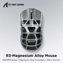 ATTACK SHARK R3 Mouse in lega di magnesio 8KHz, sensore PixArt PAW3395, fino a 26000 DPI, 2,4G/BT/cablato, 46g superleggero, per PC/Mac