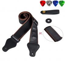 Gitarrengurt 7 Teile/satz Schwarz PU Leder + Baumwolle für Ukulele Bass Musikinstrument Zubehör