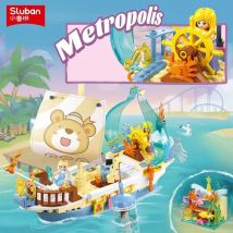 287 Stück Schatzsuche Segelboot am Meer Bausteine niedlichen Expeditions schiff Montage Ziegel Desktop Ornament Kinder Spielzeug Weihnachts geschenk