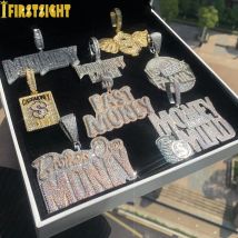 Neue Hip Hop Geld Anhänger Halskette Gold Farbe vereist bling cz Zirkonia Buchstaben reichen Dollar Charme Männer Frauen Schmuck