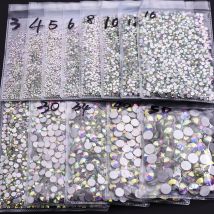 Super Glitter Strass Kristall AB Non-Hotfix-Strass SS3-SS50 Flatback Strass für Stoff, Kleidung, Nagelkunst und Dekorationen