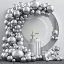 Metallic Silber Luftballons Girlande Bogen Kit Silber Jahrestag Thema Ballon Hochzeit Geburtstag Party Baby Dusche Dekor Latex Ballon