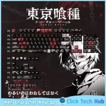Toyo Ghoul Anime-Thema-Tastenkappe, Kaneki Ken-Charakter-Tastenkappe, 129 Tasten, seitlich geschnitzt, transparent, individuelle mechanische Tastatur-Tastenkappe