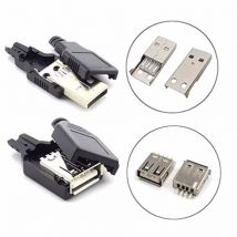 Interfaccia USB di tipo A da 10 pezzi (maschio/femmina), dotata di una copertura in plastica nera, utilizzata per periferiche di computer e adattatori per porte.