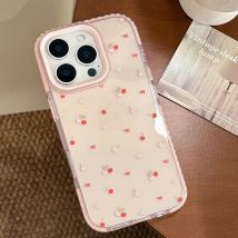 Koreanische rosa Kirsche Schleife weiche Handyhülle für iPhone 16 15 14 13 12 Pro Max transparente Anti-Drop stoßfeste Schutzhülle