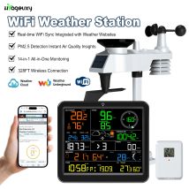 Estación Meteorológica Inteligente WiFi 14 en 1, Monitor de Pronóstico del Tiempo Multifunción con Detección de PM2.5, Sincronización Inalámbrica con Aplicación para el Hogar