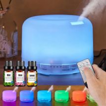 Aroma Diffuser with 3pcs Essential Oil, Air Humidifier with Colorful Night Light and Remote Control for Bedroom Office Yoga Room