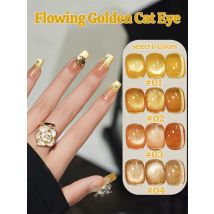 1-12 Stück PSK Herbst Fließender Goldener Katzenaugen-Gel-Nagellack 2026 Neu Fortschrittliche Aufhellende Vielseitige Goldene Nagelkunst Nagelzubehör