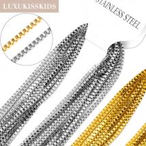 LUXUKISSKIDS Catene a Scatola Quadrata Bulk 10 pz/lotto 2mm Oro/Argento Colore Popcorn Catena di Gioielli Rolo Collana All'ingrosso di Alta qualità