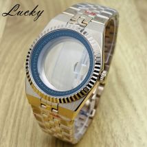 Rose Gold Für Land-Dweller 40mm Fall Fit NH35 Bewegung Fall Strap Saphirglas Fall Uhr Box 28,5mm Zifferblatt Uhr Zubehör