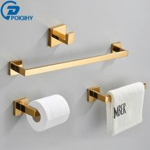 POIQIHY Gold Badezimmer Zubehör Set Robe Haken Handtuchhalter Toilettenpapierhalter Handtuchring Wandmontage SUS304 Edelstahl