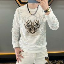 2023 frühling Luxus Strass Sweatshirts Männer Sozialen Streetwear Casual Pullover Vielseitig Rundhals Langarm Hoodies Tops