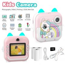Fotocamera per bambini Foto Stampa istantanea Fotografia Registrazione video Stampante wireless senza inchiostro Fotocamera per bambini Ragazze Ragazzi Regali Giocattoli