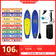 FunWater-Tabla de Paddle inflable para deportes acuáticos, remo antideslizante de 335x83x15CM