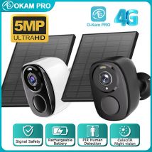 OKAM PRO 4G Telecamera solare HD 5MP Telecamera esterna 5000mAh Batteria Impermeabile Rilevazione umana Telecamera di sicurezza per visione notturna a colori