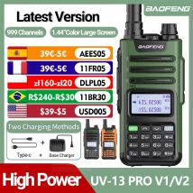 BaoFeng UV-13 PRO V1 V2 Walkie Talkie multibanda ad alta potenza Tipo C Caricatore Ricetrasmettitore