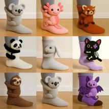 Heiße 3D gestrickte süße Tier-Bodensocken, neue lustige Neuheit, handgefertigt, gehäkelt, warme Socken, kubischer Faultier, Panda, kreative Kindergeschenke