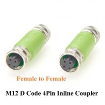 Złącze Profinet M12 D Code 4-pinowe żeńskie-żeńskie, inline, 100Mbps Cat5e Ethernet ekranowane, zmieniacz płci, IP67, okrągłe złącze