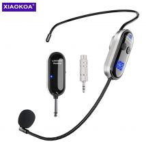 XIAOKOA Kabelloses Mikrofon-Headset, kabelloses UHF-Headset und tragbares 2-in-1-Mikrofon mit LED-Digitalanzeige, 165 Fuß Reichweite