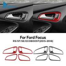 Real Soft Carbon Fiber Sticker For Ford Focus SE RS ST Ecoboost 2015 2016 2017 2018 LHD RHD Car Inner Door Handle Panel Trim