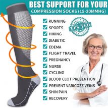 WEFITON 1 Para Skarpet Kompresyjnych dla Kobiet i Mężczyzn 20-30mmHg - Skarpety Wspomagające Krążenie - do Biegania, Sportów, Skarpety Podróżne, Sportowe