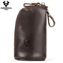 HUMERPAUL Herren-Schlüsseltasche, 100 % echtes Leder, Eimer, Schlüsseletui, Unisex, modisch, mit Reißverschluss, für Zuhause, Schlüsselanhänger, Autoschlüssel, Aufbewahrungstasche