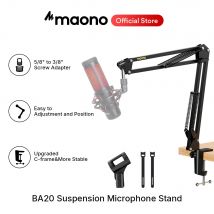 Supporto a braccio a forbice MAONO BA20 per microfono, ideale per podcast professionali, streaming e YouTube.