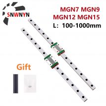 2pc MGN7 MGN9 MGN12 MGN15 Miniature Linear Rail 100-1000mm + 2pc MGN12H/MGN12C MGN-H/C Slide Block For CNC 3D Printer