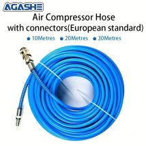 AGASHE 3-in-1 air compressor hose, with quick connector, 10/20/30 meters - flexible reinforced PU tube, 8x5mm
