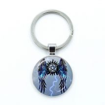 New Supernatural Sign Patterns Keychain Glass Cabochon KeyRing Bag Car Key Chain Ring Holder Charms Jewelry Gifts