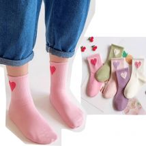 5 Paar Babysocken für Kleinkinder, weich, bequem, atmungsaktiv, Herzmuster, Kinderschuhe, Elastizität, Falten – widerstandsfähige Sportsocken