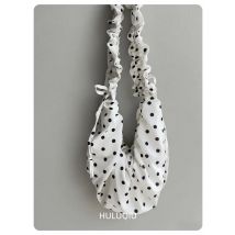 Women Chic Underarm Bag Large Capacity Polka Dot Retro Crossbody Bag All Matched Pleated Dumpling Bag for Outdoor Travel