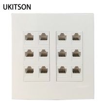 120x120mm RJ45 LAN Faceplate con 12 connettori Crimps Wire CAT5E CAT.6 RJ45 T568A/B presa Internet spina colore bianco