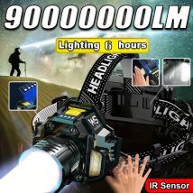 Potente lampada frontale a LED con sensore di movimento Faro 18650 Torce ricaricabili per testa COB Lampada frontale ad alta potenza Faro da pesca