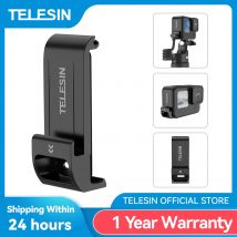 TELESIN para GoPro 9 10 11 12 cubierta lateral impermeable fácil extraíble tipo C puerto de cubierta de carga para GoPro Hero 9 10 11 batería