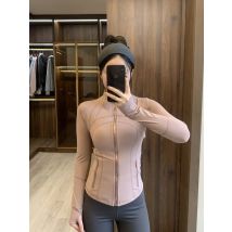 LULU FLORA Neue Version der goldfarbenen Reißverschluss-Schlankheitsjacke, Yoga-Stehkragenjacke, schmale Passform, schnell trocknende, dünne Sportversion