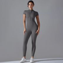 Set da yoga Tute da donna Tuta intera con cerniera Manica corta Palestra Push Up Abbigliamento da allenamento Tuta da fitness Tuta sportiva Tuta