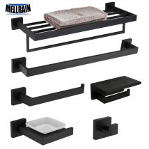 Hardware per il bagno nero opaco Portasciugamani in acciaio inossidabile 304 Porta carta igienica Portasapone liquido Porta asciugamani Accessori per WC