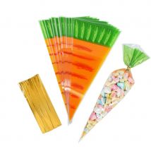 20/50 stücke Ostern Karotte Form Kegel Süßigkeiten Taschen Transparente Kunststoff Tasche Popcorn Süßigkeiten Paket Tasche kinder Tag Frühling party Geschenk