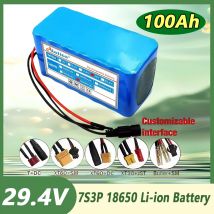 2025 neuer 24 V 7S3P 18650 Lithium-Ionen-Akku 100 Ah mit 20 A ausgewogenem BMS für Roller-Elektrorollstuhl, + 2 A-Ladegerät