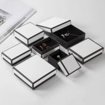 Confezione da 12 contenitori per gioielli in cartone bianco nero, orecchini, anelli, collane, scatole portaoggetti 7x9x3 cm, custodia antipolvere per regalo di nozze da viaggio in carta kraft