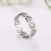 COOLTIME Supernatural Pentagramm-Ring für Frauen, Edelstahl, geometrisch, kreisförmig, Pentagramm, Paarringe, Schmuck, Geschenk