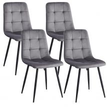 2/4 Uds sillas de comedor modernas asiento acolchado de terciopelo patas de hierro silla minimalista nórdica para cocina sala de estar/comedor restaurante gris