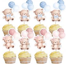 20 pezzi di cartone orso toppers cupcake di carta orso palloncino per baby shower festa bambini decorazioni di buon compleanno decorazione torta fai da te