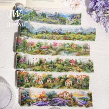 JIANWU 65 mm * 200 cm Eine kleine Stadt in der wilden Serie Vintage-Blumenlandschaftsmaterial Collage PET-Klebeband Kreative Tagebuch-Statement